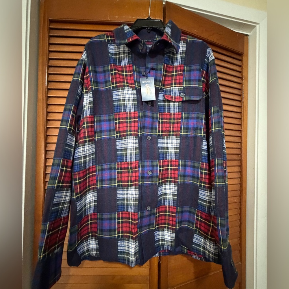 Daniel Cremieux Multicolored Black/Red/Blue Plaid Button Down Shirt, size L
